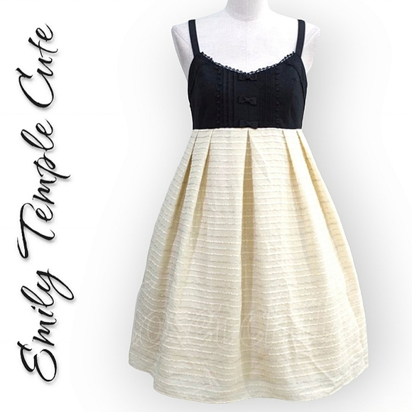 Emily Temple Cute Black & Cream Coquette Babydoll Dress Lolita Goth Punk Small